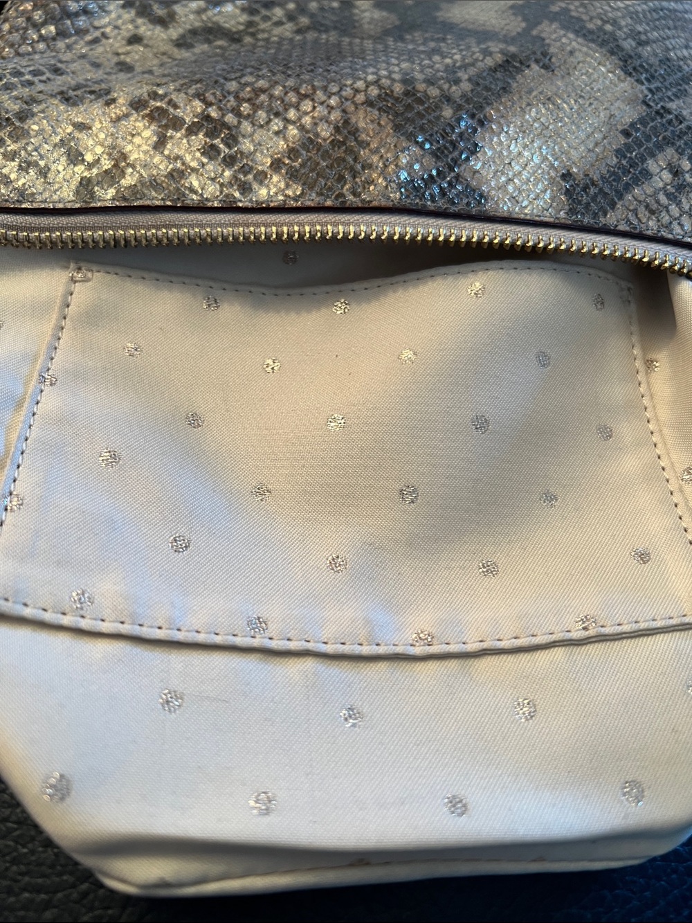 kate spade Metallic Snake-Print Crossbody Bag - Silver and Black - Picture 8 of 8